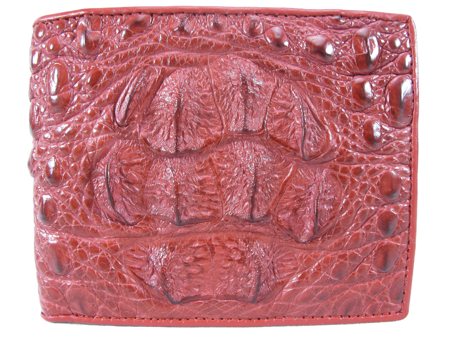 Genuine Caiman Crocodile Head Bump Skin Leather Bifold Wallet