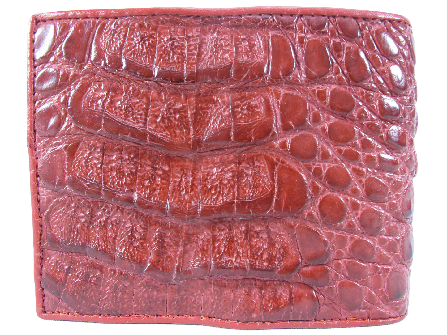 Genuine Caiman Crocodile Head Bump Skin Leather Bifold Wallet