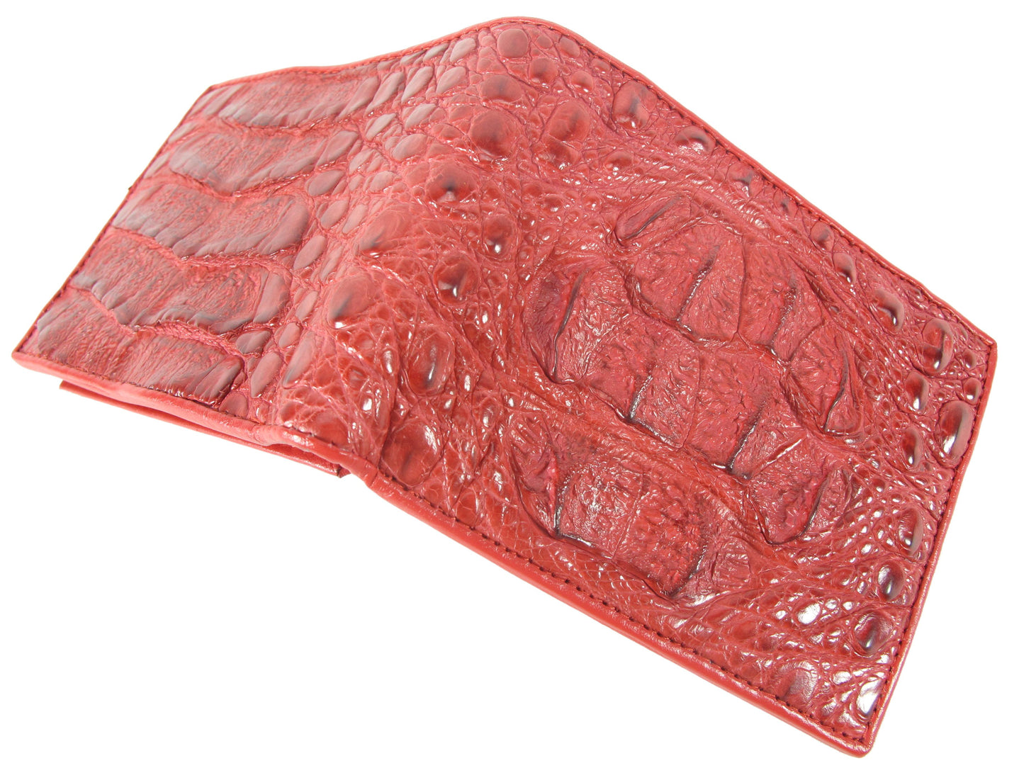 Genuine Caiman Crocodile Head Bump Skin Leather Bifold Wallet