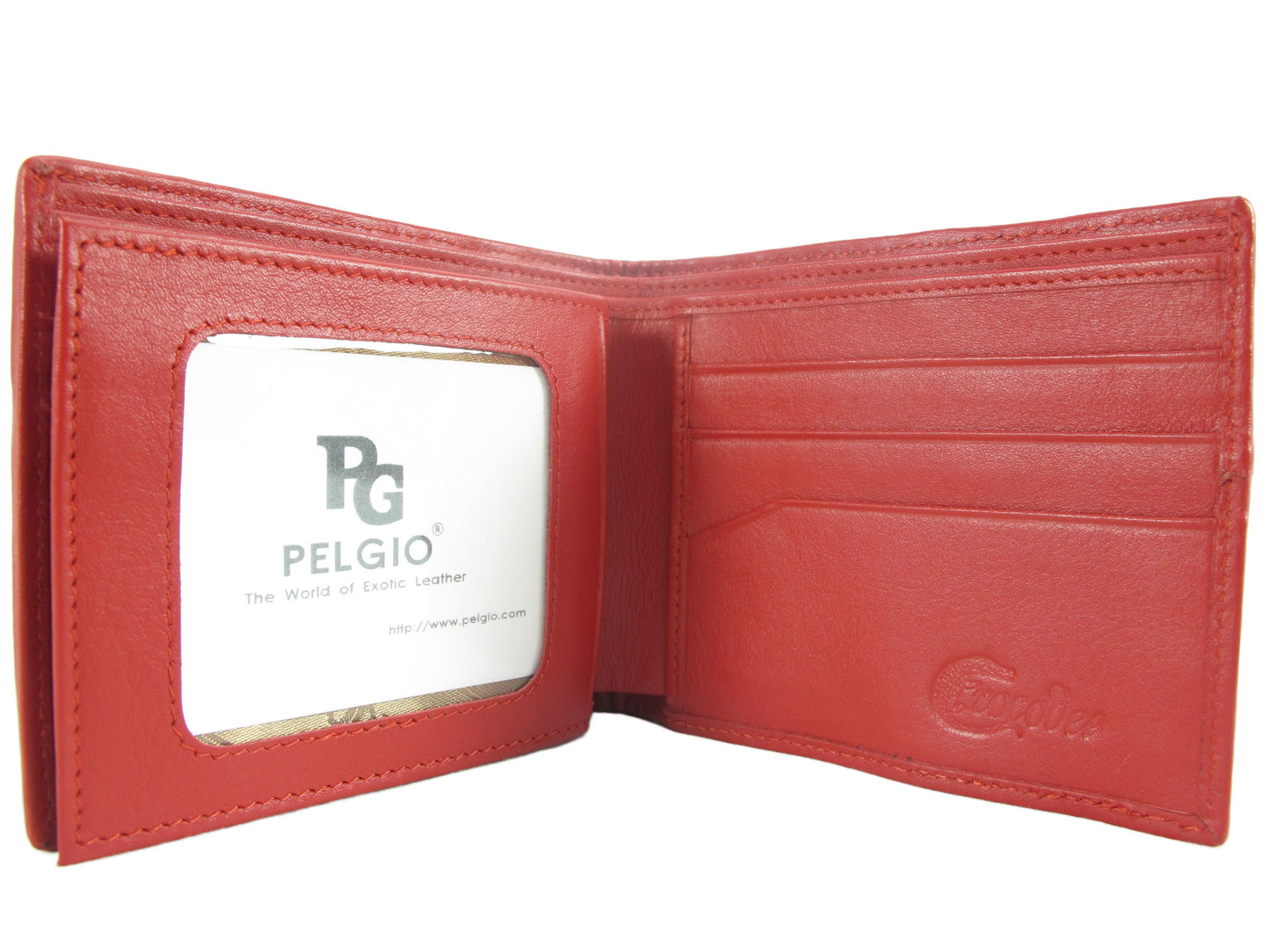 Genuine Caiman Crocodile Head Bump Skin Leather Bifold Wallet