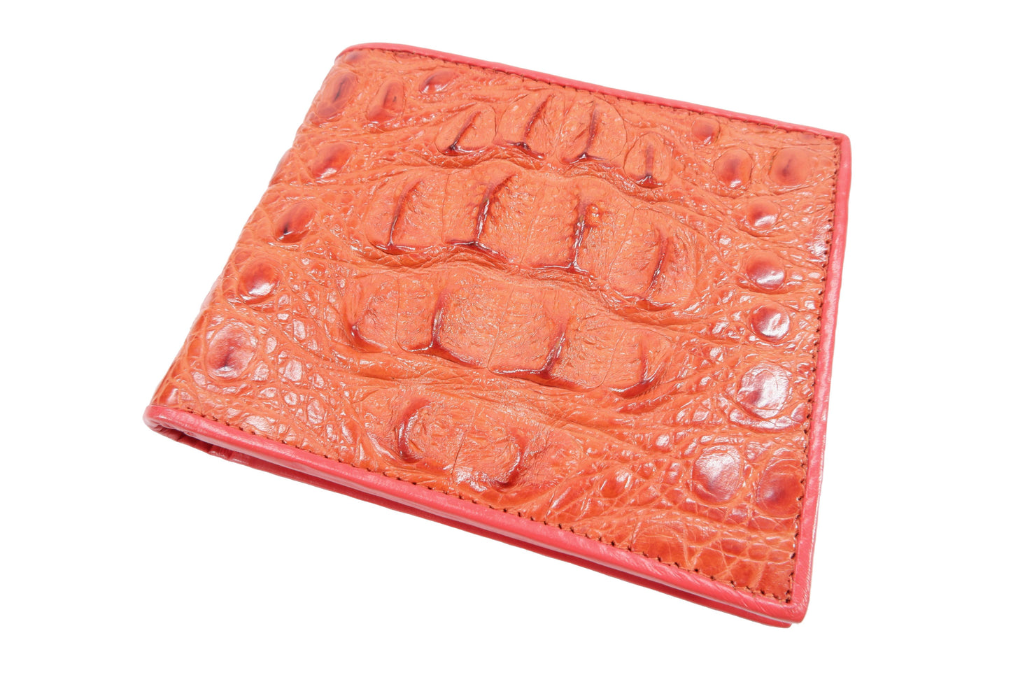 Genuine Caiman Crocodile Head Bump Skin Leather Bifold Wallet