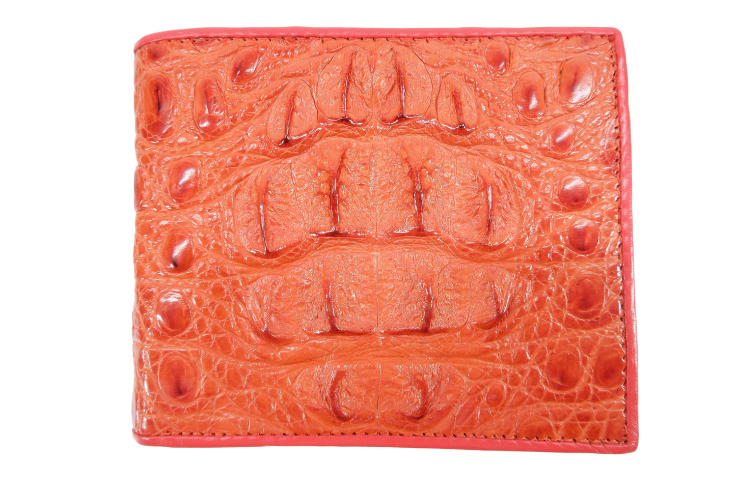 Genuine Caiman Crocodile Head Bump Skin Leather Bifold Wallet