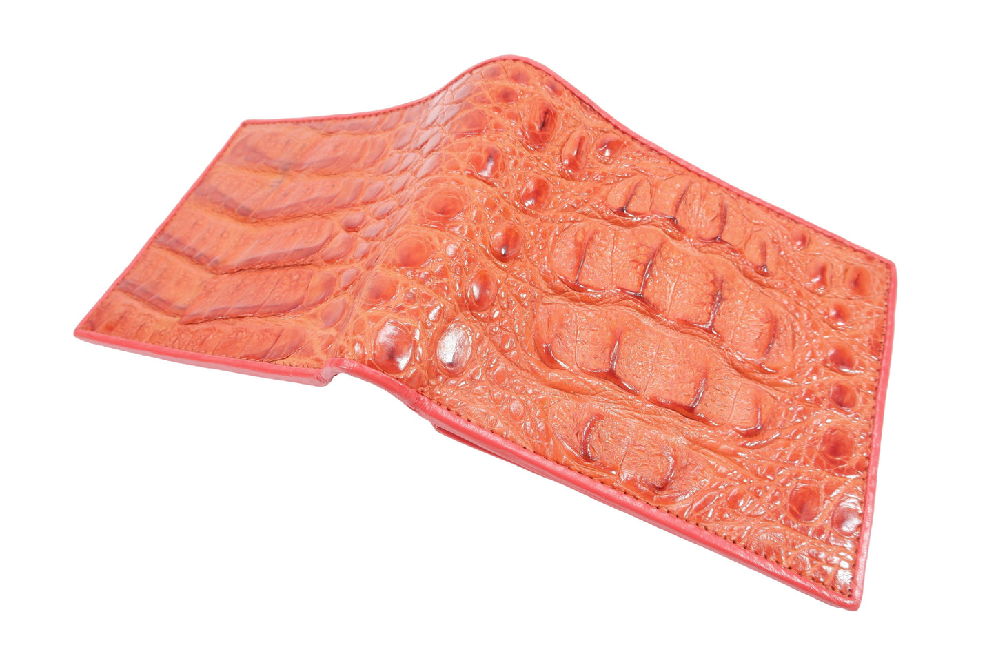 Genuine Caiman Crocodile Head Bump Skin Leather Bifold Wallet