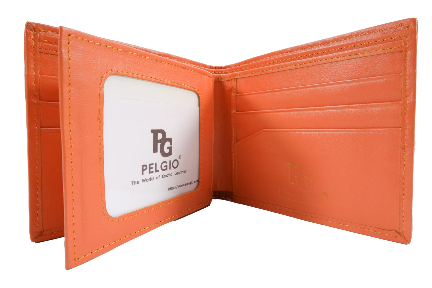 Genuine Caiman Crocodile Head Bump Skin Leather Bifold Wallet