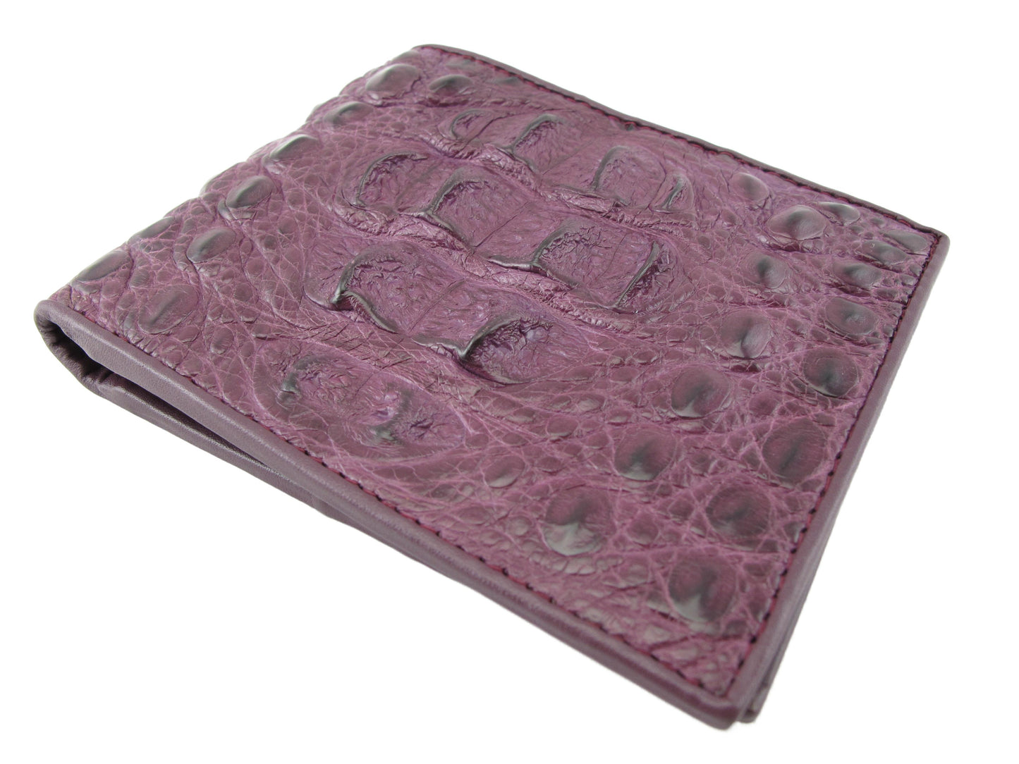 Genuine Caiman Crocodile Head Bump Skin Leather Bifold Wallet