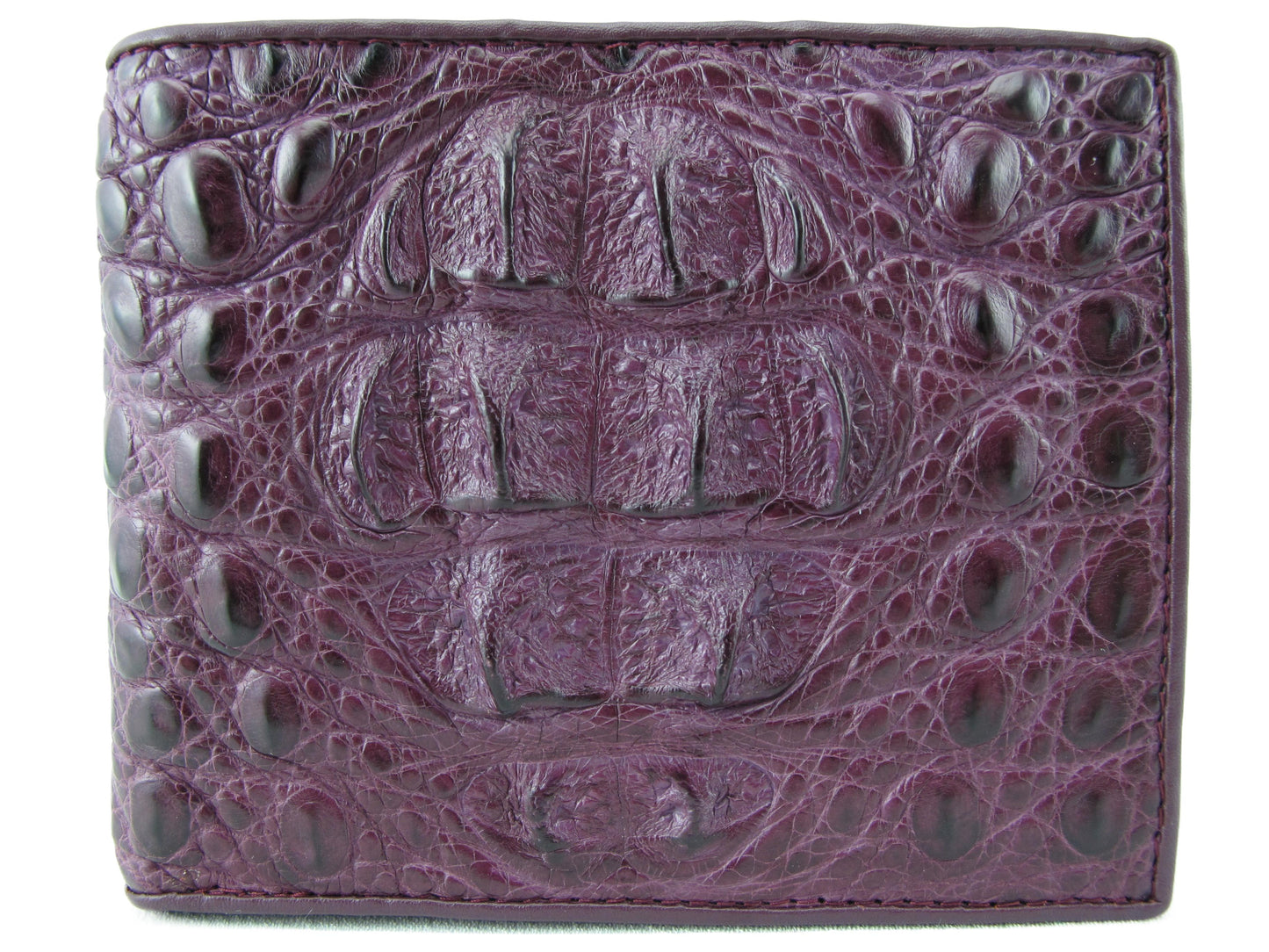 Genuine Caiman Crocodile Head Bump Skin Leather Bifold Wallet