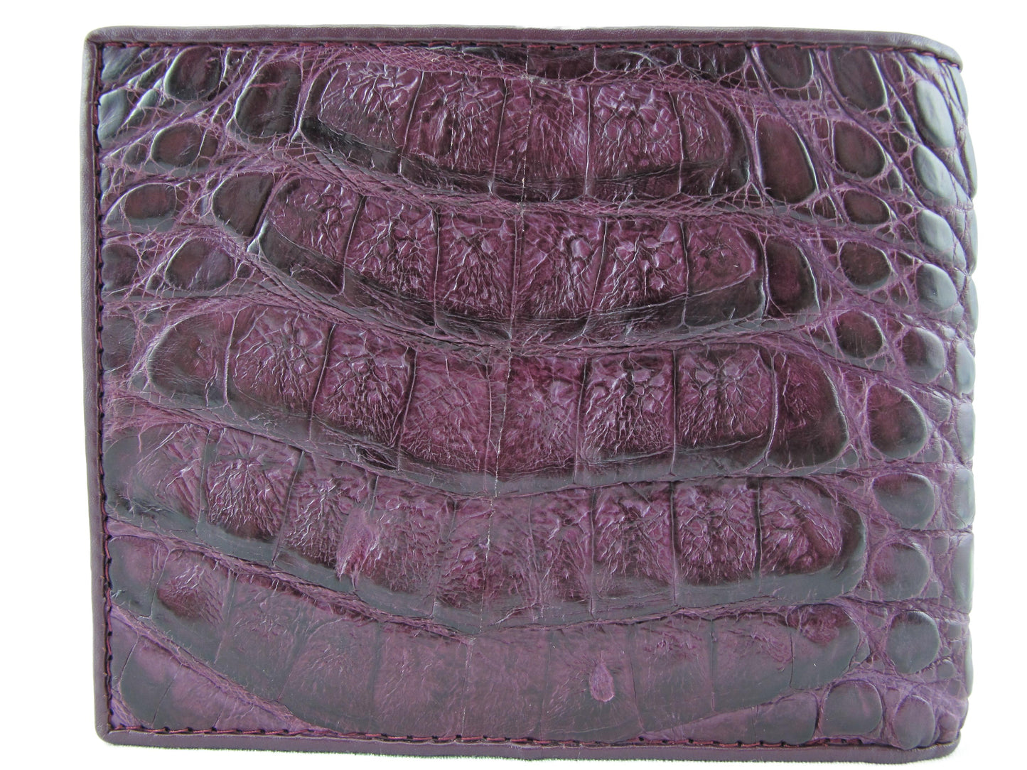 Genuine Caiman Crocodile Head Bump Skin Leather Bifold Wallet