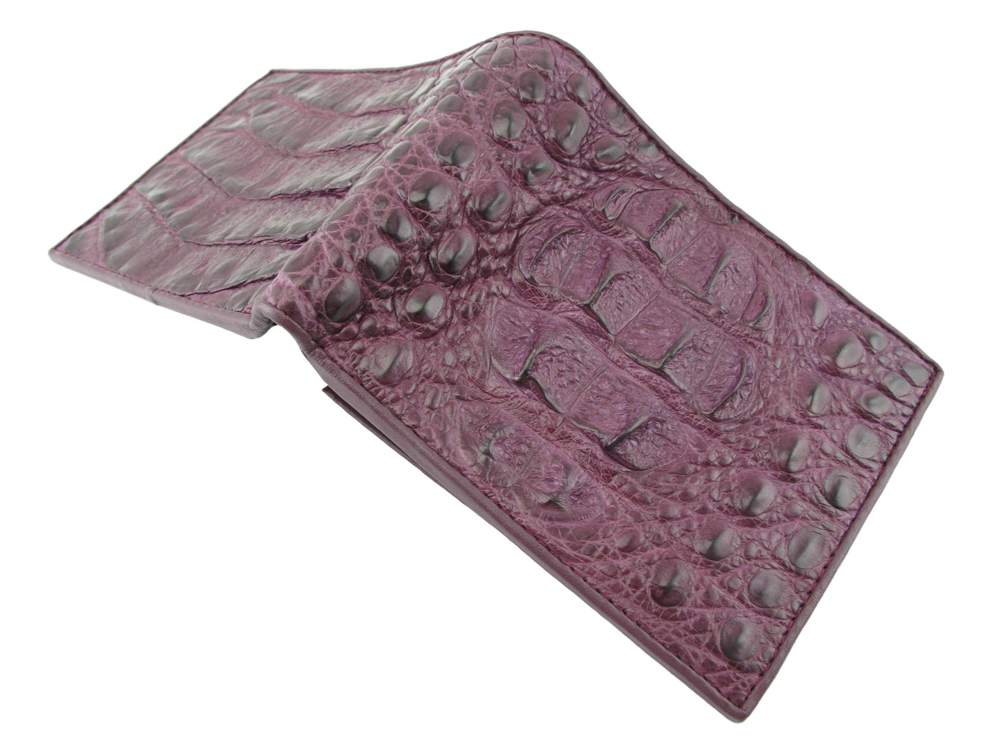 Genuine Caiman Crocodile Head Bump Skin Leather Bifold Wallet