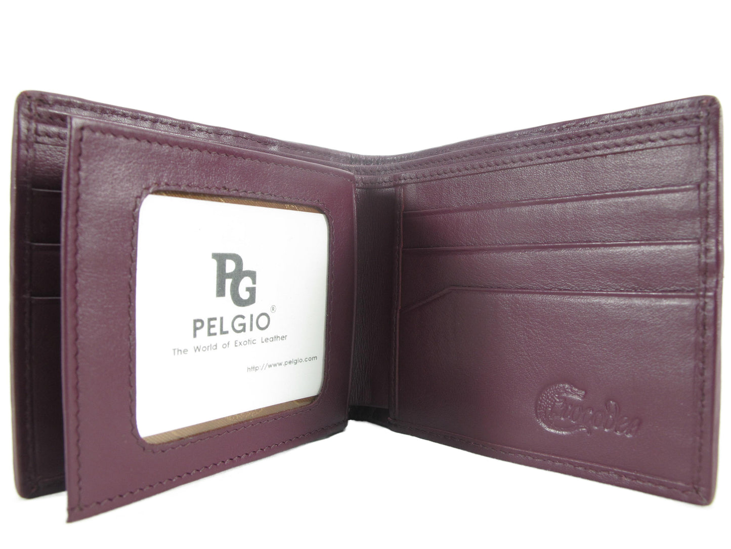 Genuine Caiman Crocodile Head Bump Skin Leather Bifold Wallet