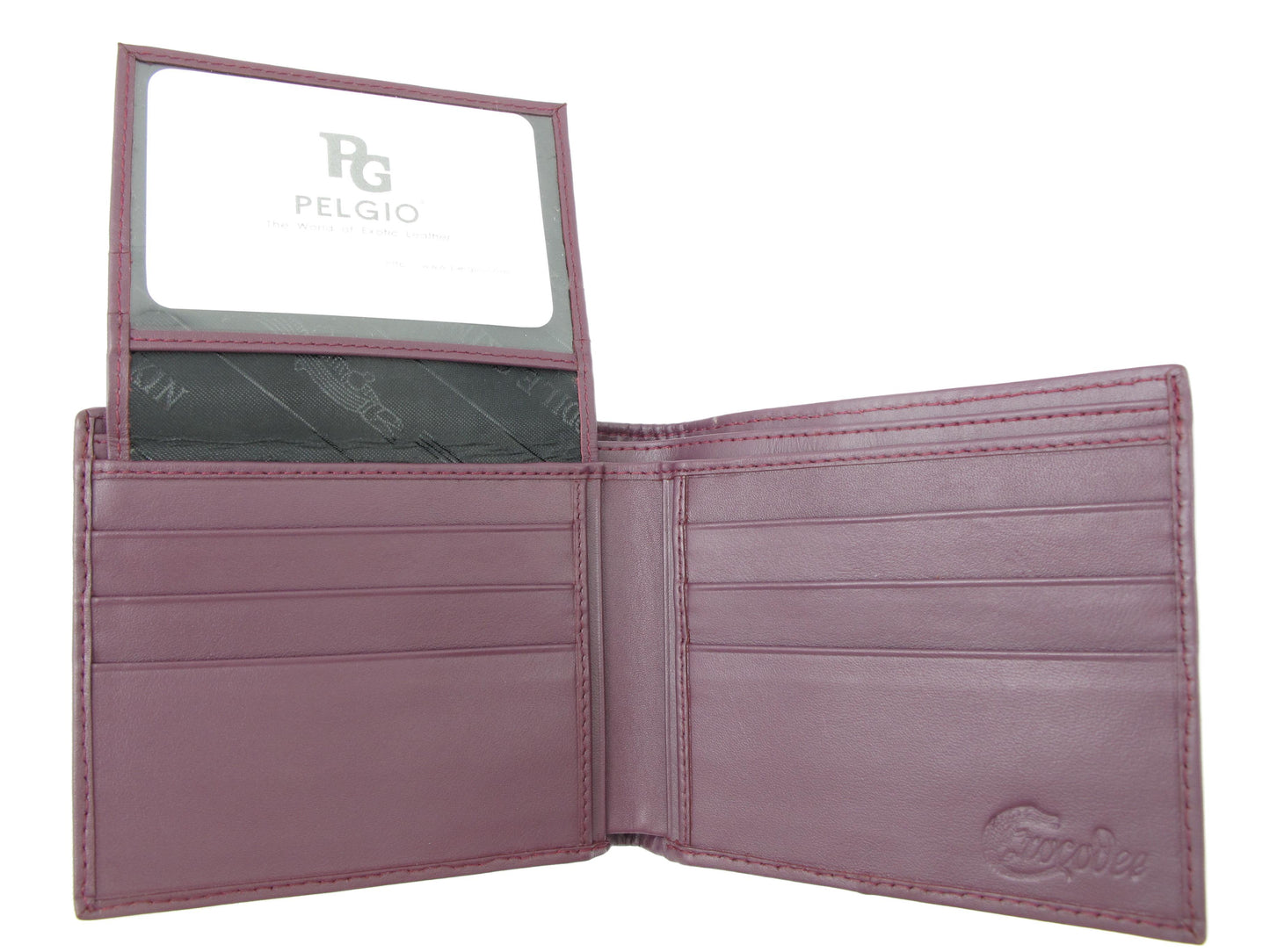 Genuine Caiman Crocodile Head Bump Skin Leather Bifold Wallet