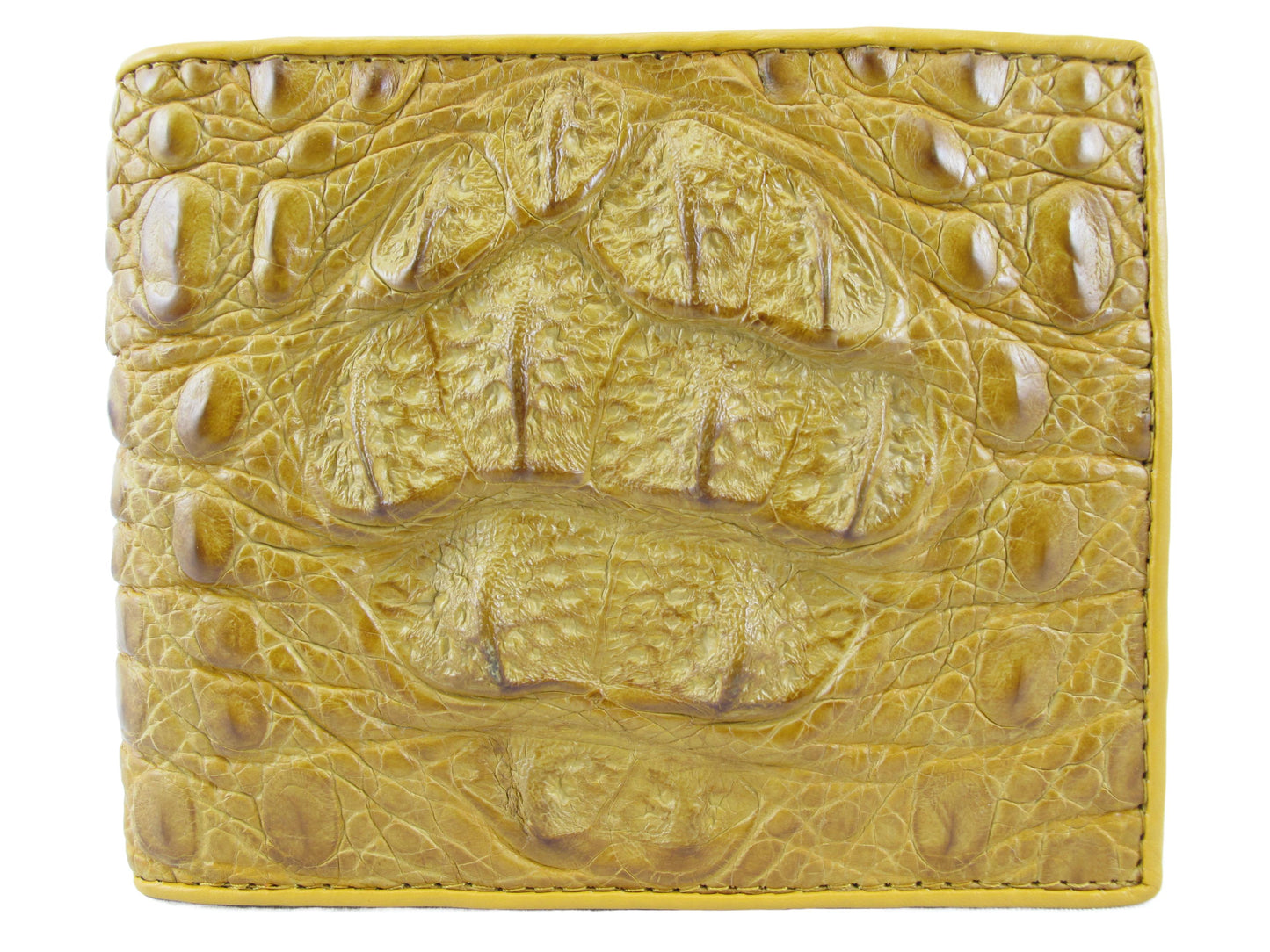 Genuine Caiman Crocodile Head Bump Skin Leather Bifold Wallet