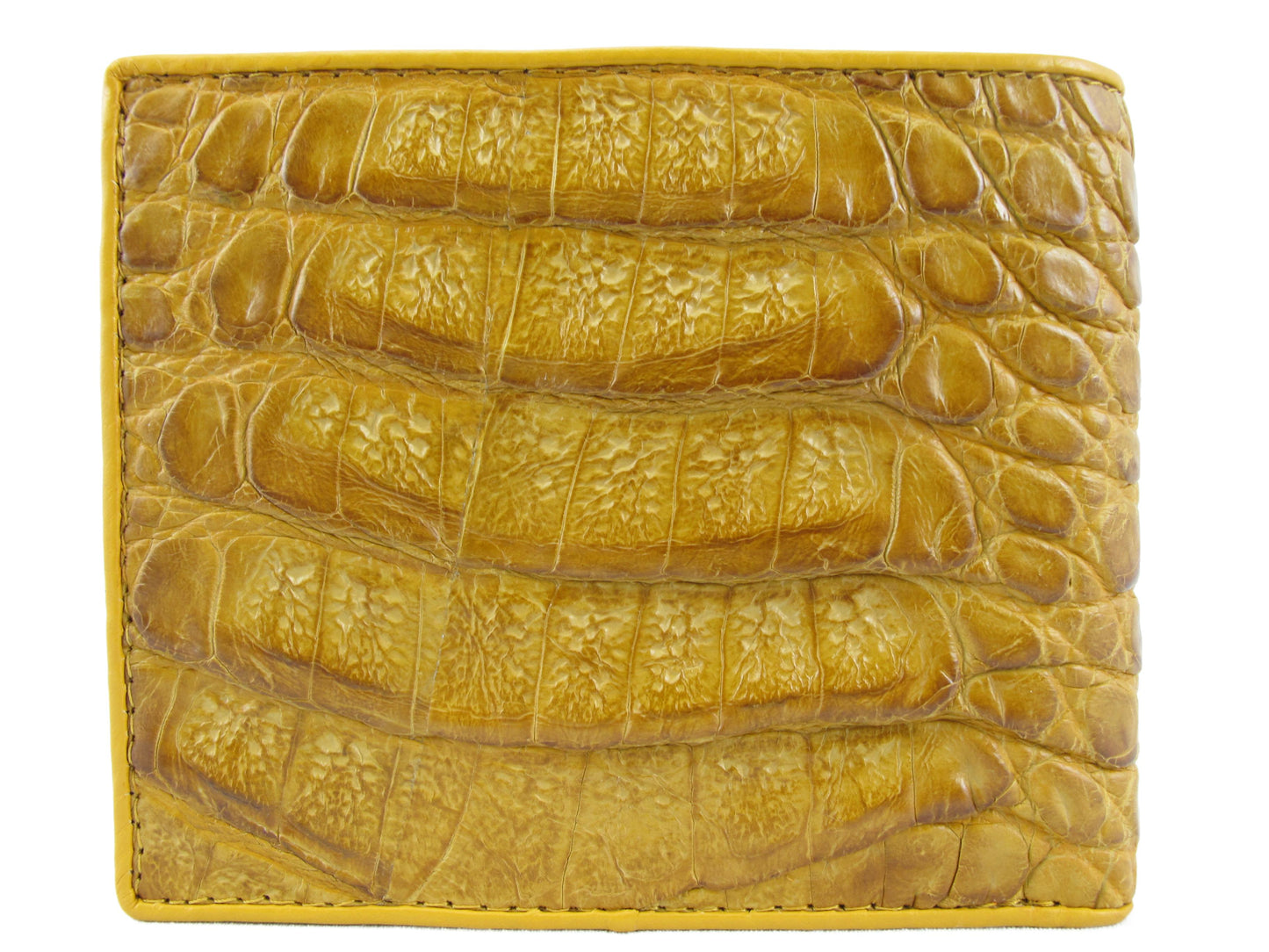 Genuine Caiman Crocodile Head Bump Skin Leather Bifold Wallet