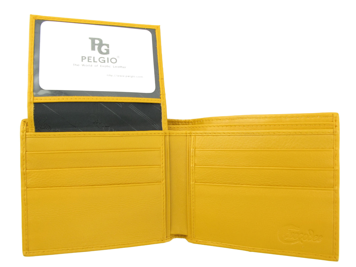 Genuine Caiman Crocodile Head Bump Skin Leather Bifold Wallet