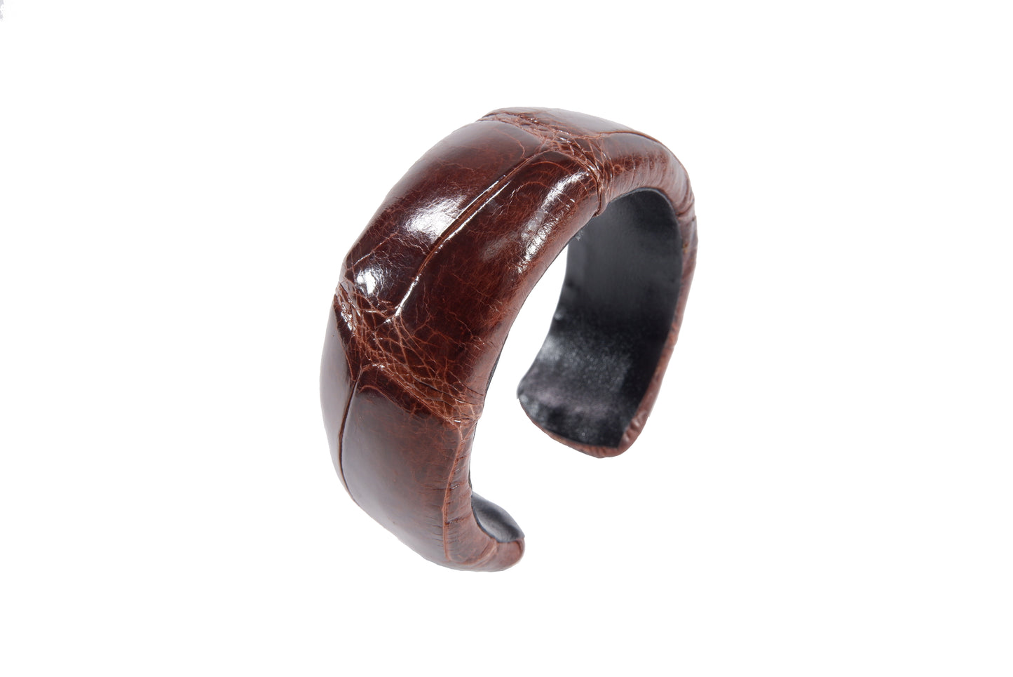 Genuine Crocodile Belly Skin Leather Bangle Cuff Bracelet