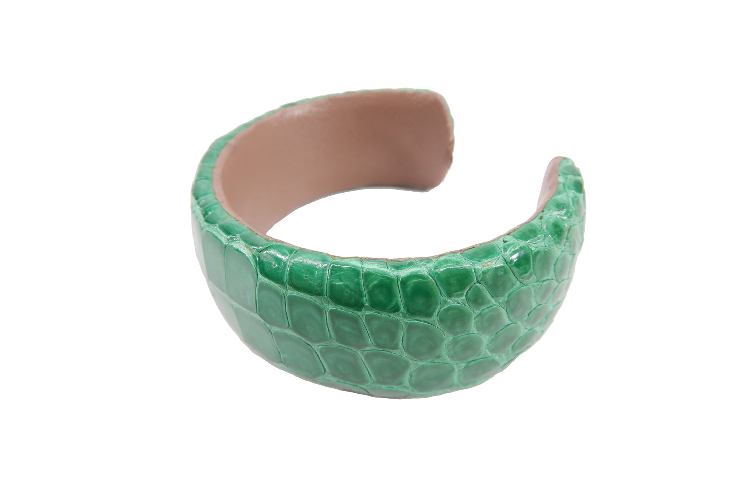 Genuine Crocodile Belly Skin Leather Bangle Cuff Bracelet