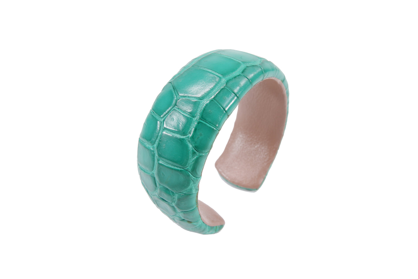 Genuine Crocodile Belly Skin Leather Bangle Cuff Bracelet