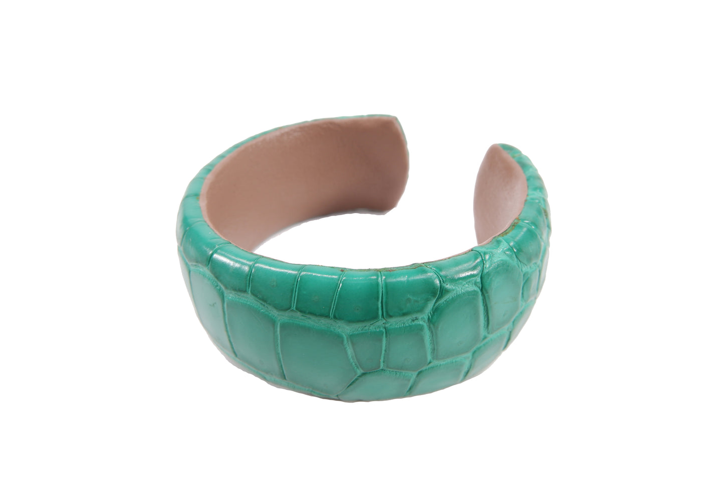 Genuine Crocodile Belly Skin Leather Bangle Cuff Bracelet