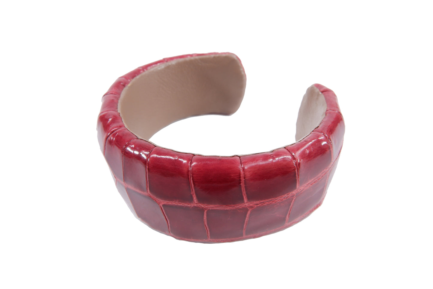 Genuine Crocodile Belly Skin Leather Bangle Cuff Bracelet