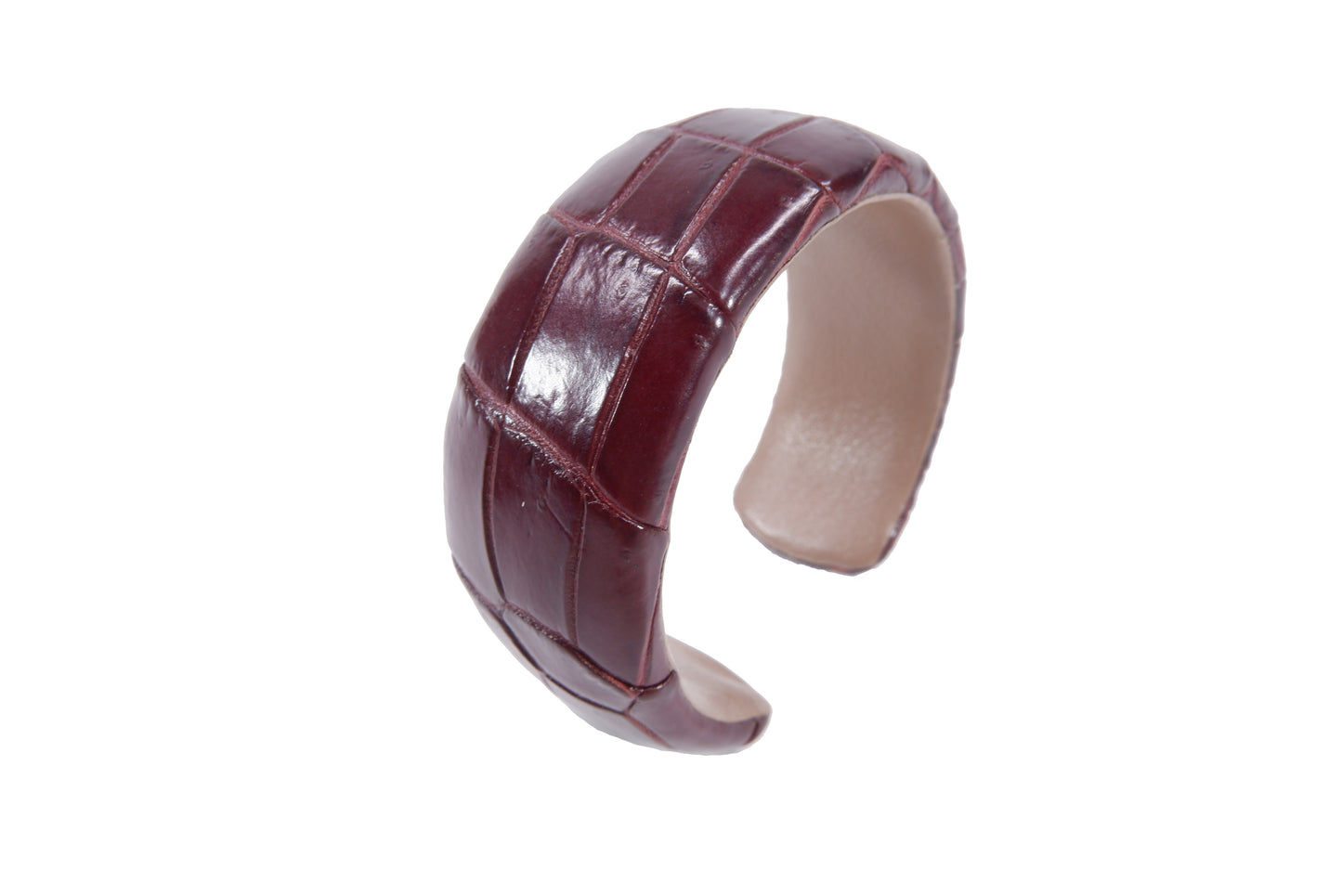 Genuine Crocodile Belly Skin Leather Bangle Cuff Bracelet