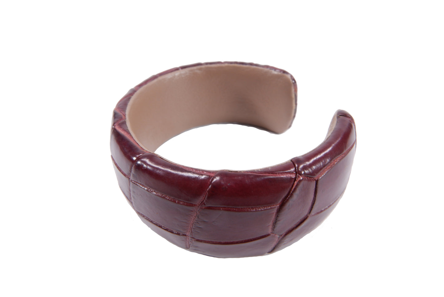 Genuine Crocodile Belly Skin Leather Bangle Cuff Bracelet