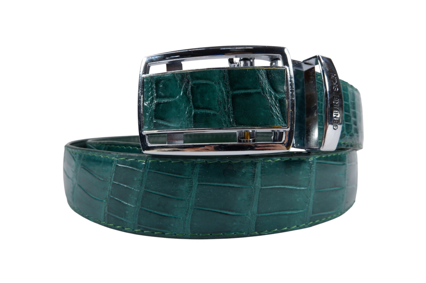 Genuine Crocodile Belly Skin Leather Auto Locking Luxury Men's Belt