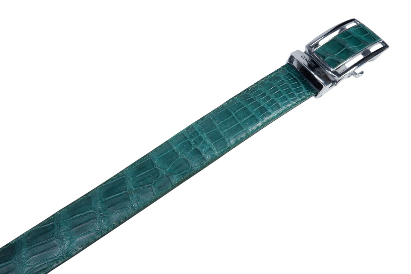 Genuine Crocodile Belly Skin Leather Auto Locking Luxury Men's Belt