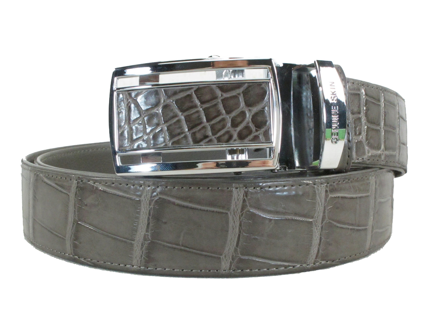Genuine Crocodile Belly Skin Leather Auto Locking Luxury Men's Belt