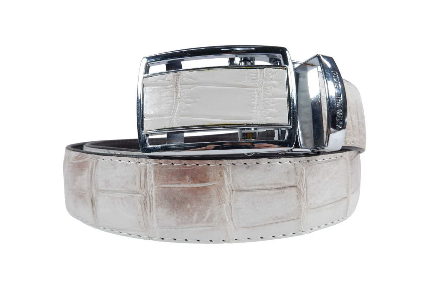 Genuine Crocodile Belly Skin Leather Auto Locking Luxury Men's Belt