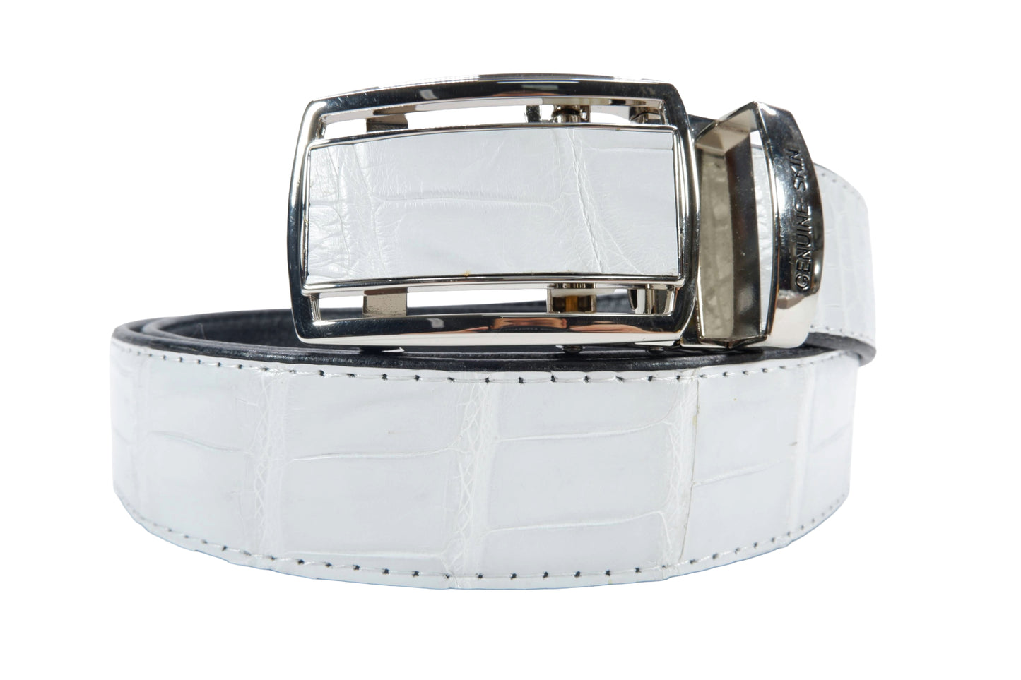 Genuine Crocodile Belly Skin Leather Auto Locking Luxury Men's Belt