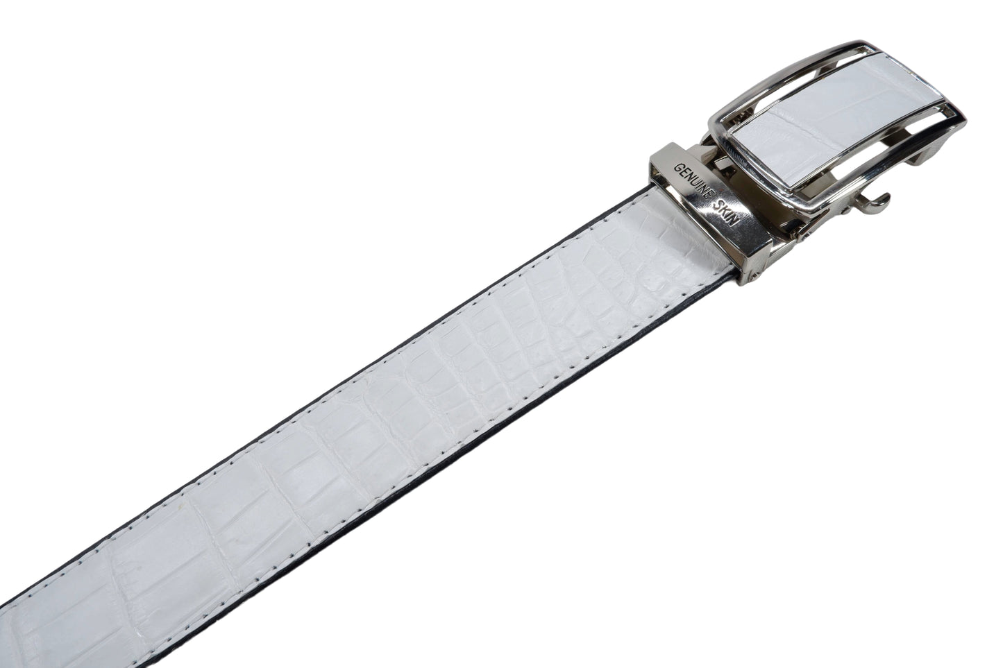 Genuine Crocodile Belly Skin Leather Auto Locking Luxury Men's Belt