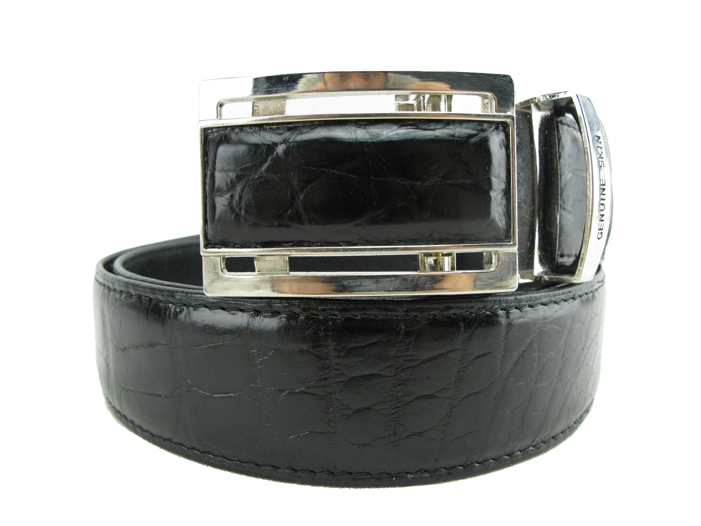 Genuine Crocodile Belly Skin Leather Auto Locking Luxury Men's Belt