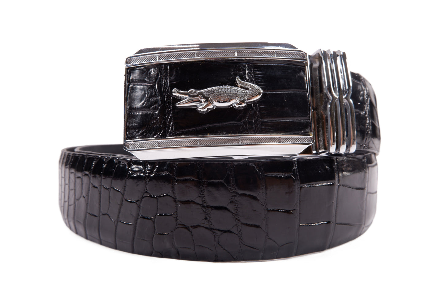 Genuine Crocodile Belly Skin Leather Auto Locking Luxury Men's Belt
