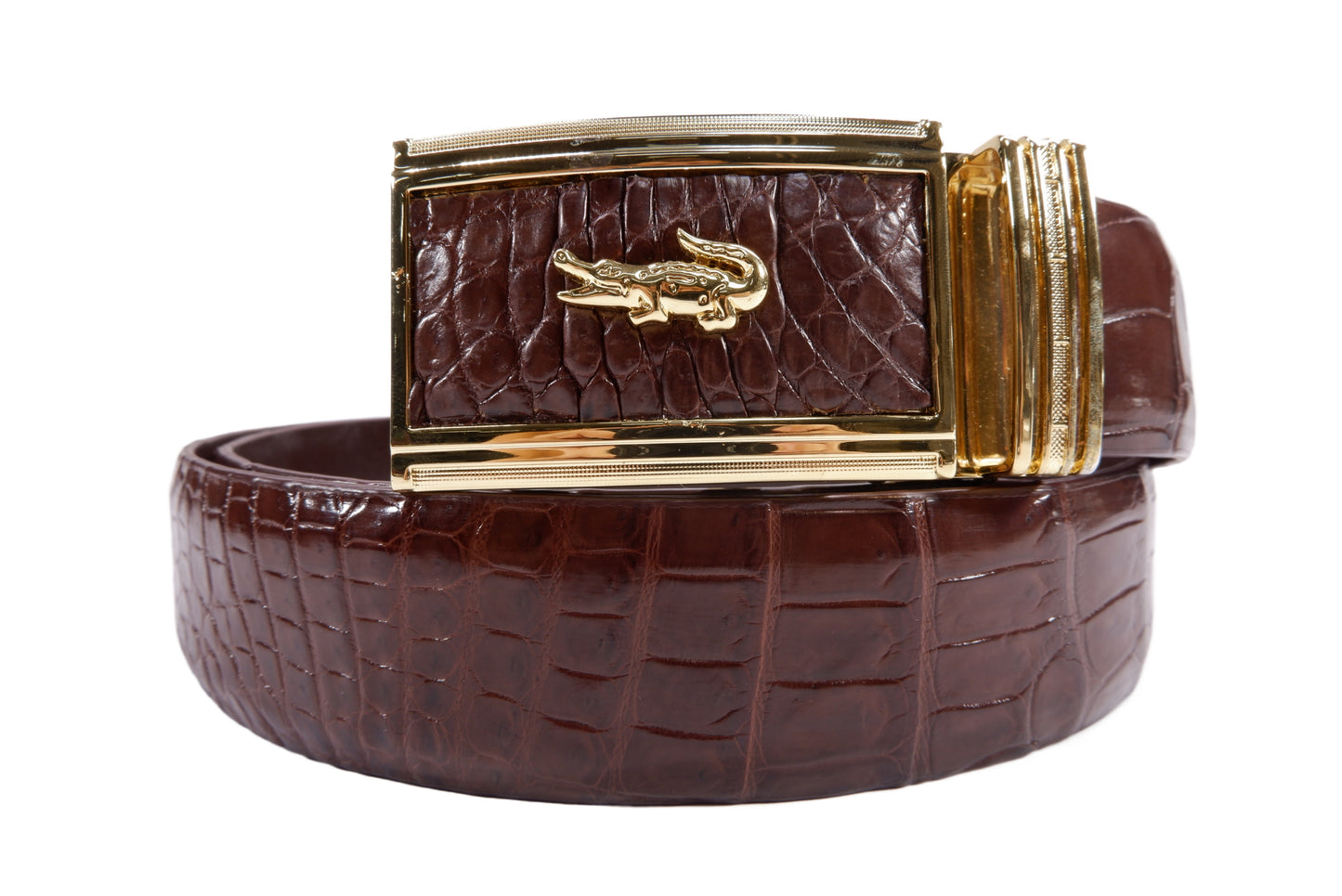 Genuine Crocodile Belly Skin Leather Auto Locking Luxury Men's Belt