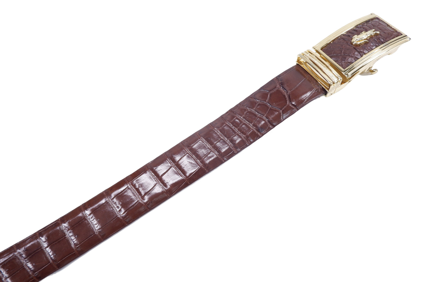 Genuine Crocodile Belly Skin Leather Auto Locking Luxury Men's Belt
