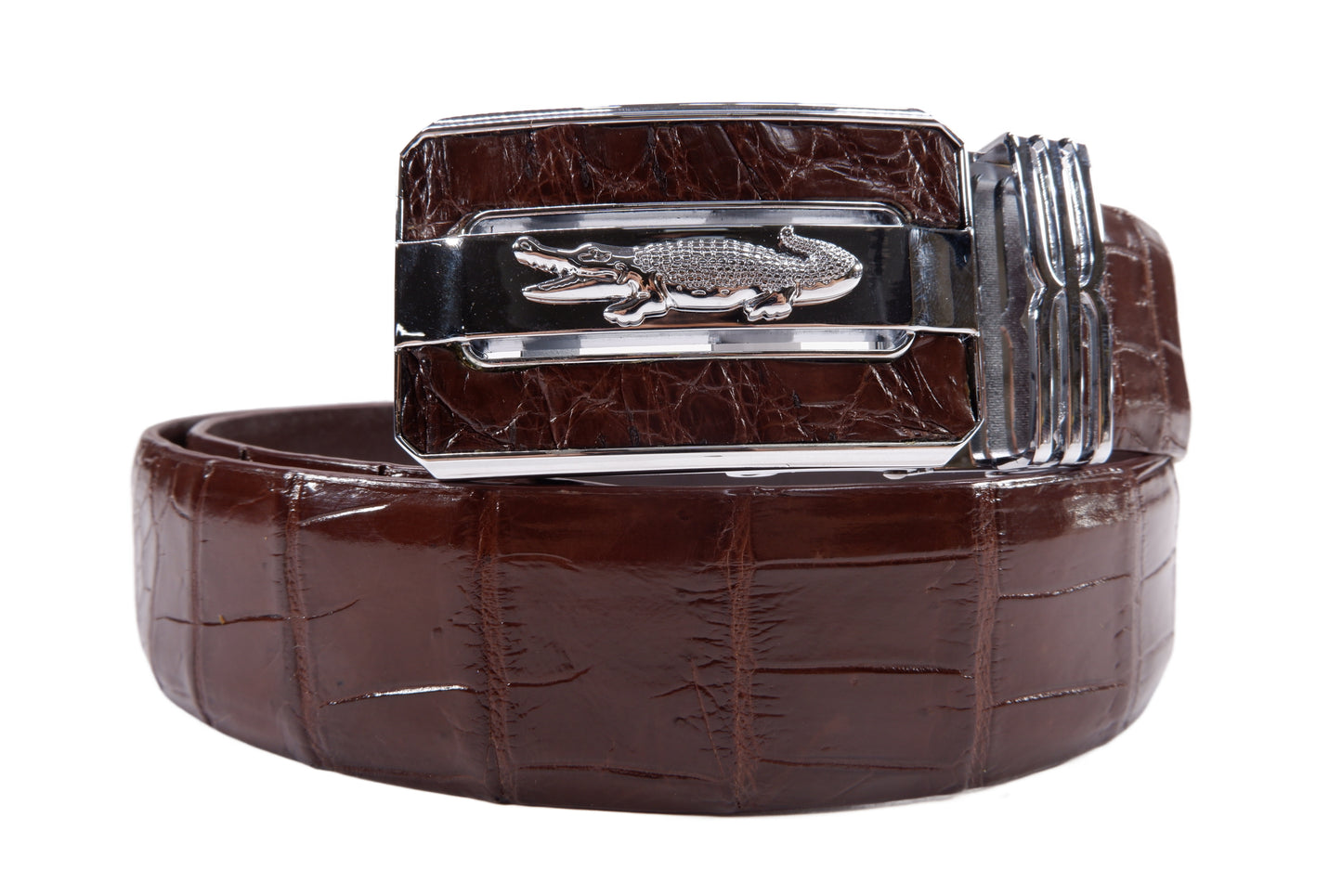 Genuine Crocodile Belly Skin Leather Auto Locking Luxury Men's Belt