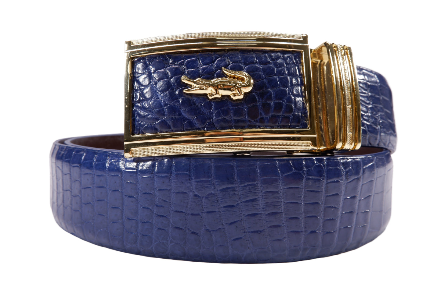 Genuine Crocodile Belly Skin Leather Auto Locking Luxury Men's Belt