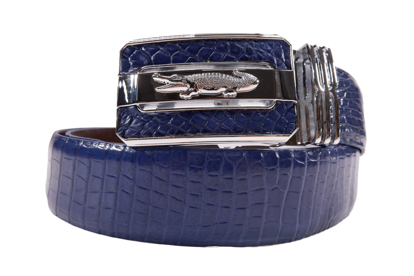 Genuine Crocodile Belly Skin Leather Auto Locking Luxury Men's Belt