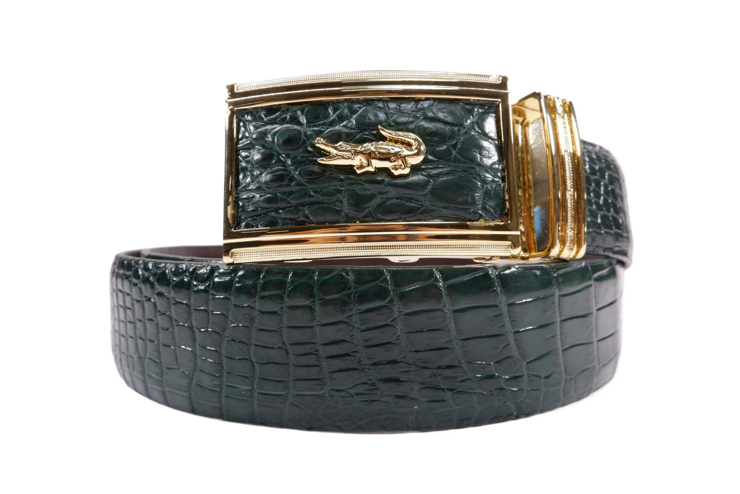 Genuine Crocodile Belly Skin Leather Auto Locking Luxury Men's Belt