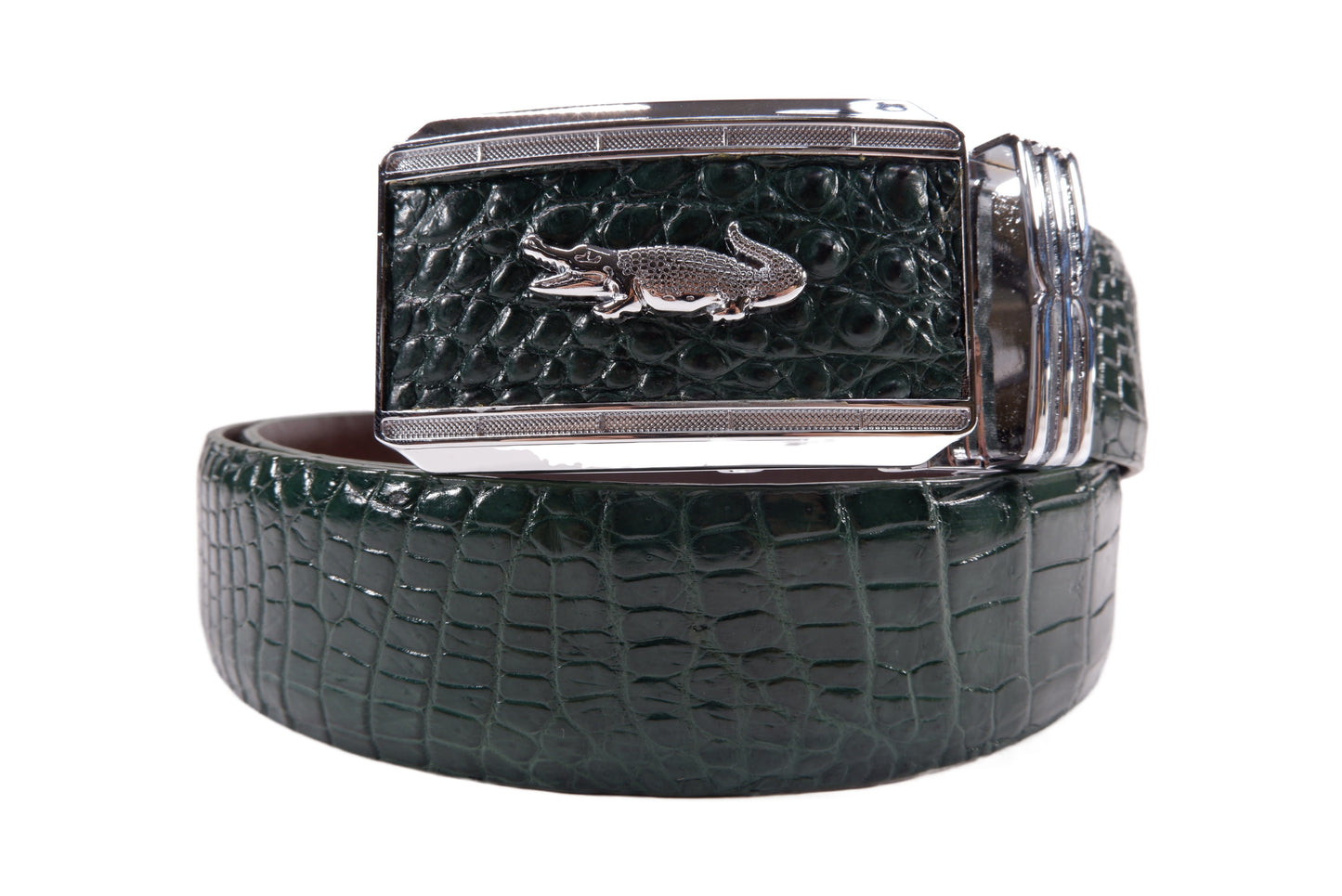 Genuine Crocodile Belly Skin Leather Auto Locking Luxury Men's Belt