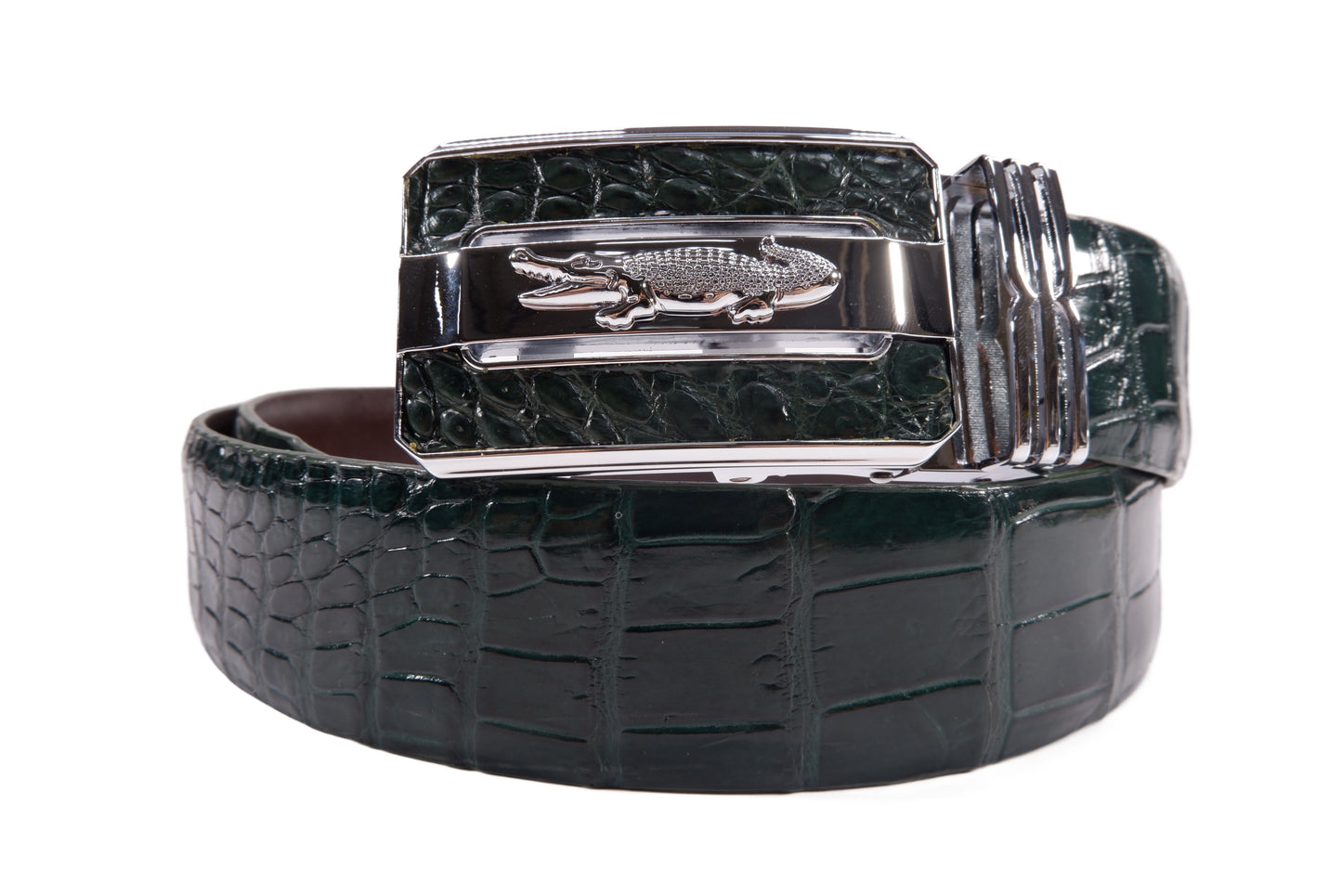 Genuine Crocodile Belly Skin Leather Auto Locking Luxury Men's Belt