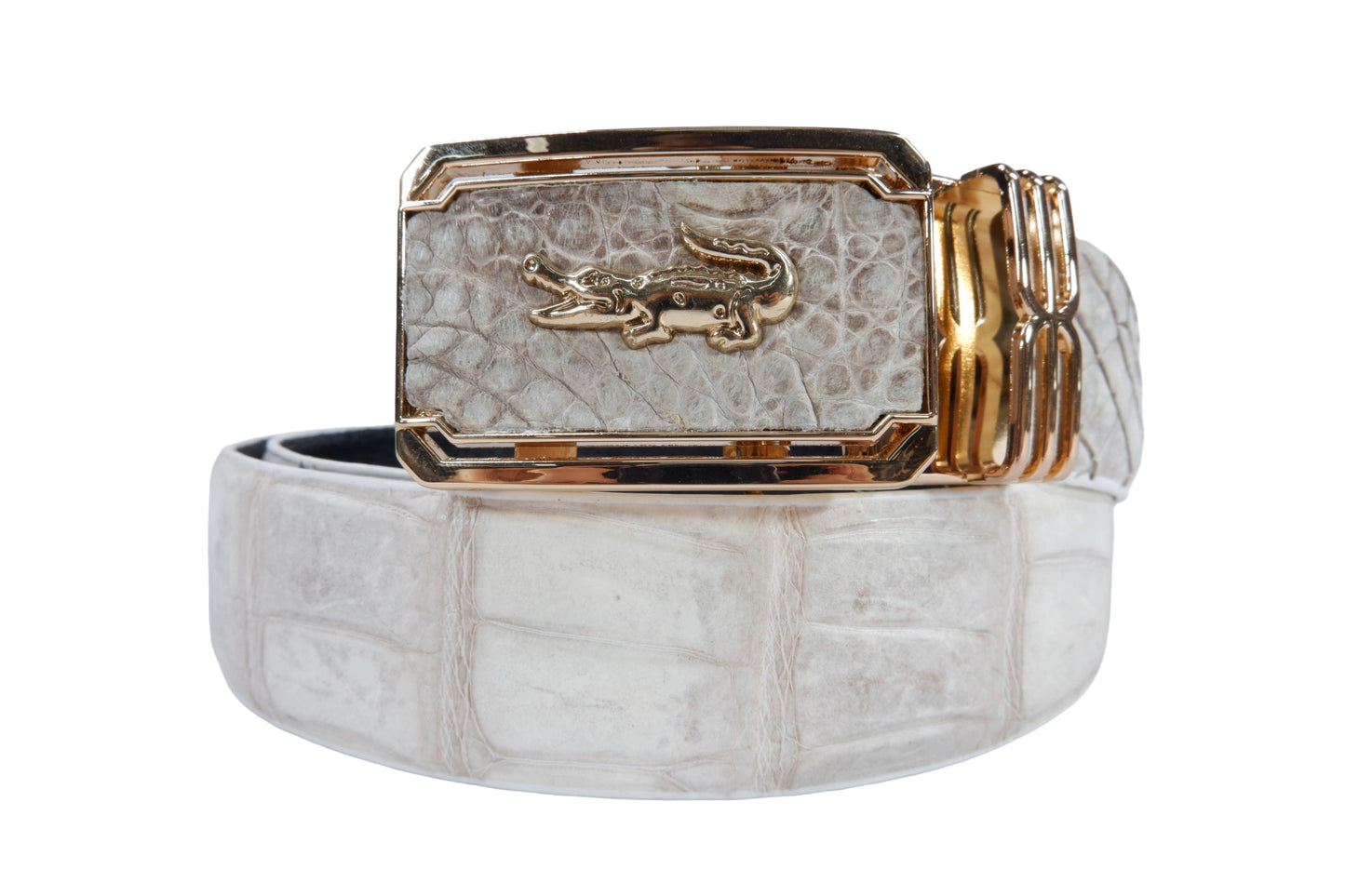 Genuine Crocodile Belly Skin Leather Auto Locking Luxury Men's Belt