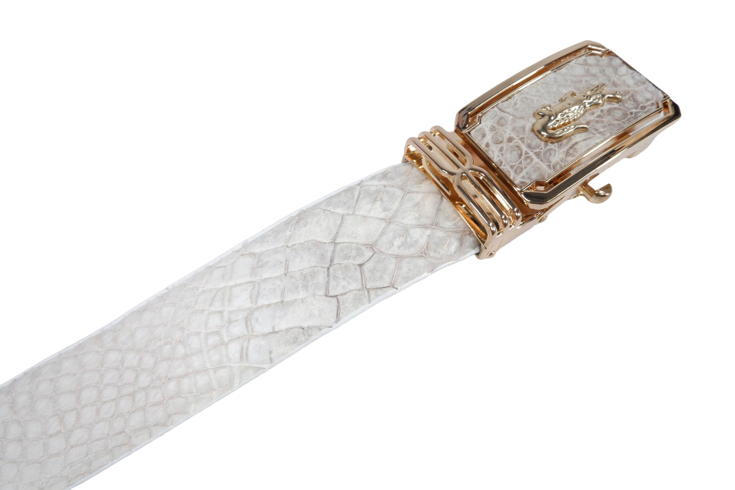 Genuine Crocodile Belly Skin Leather Auto Locking Luxury Men's Belt