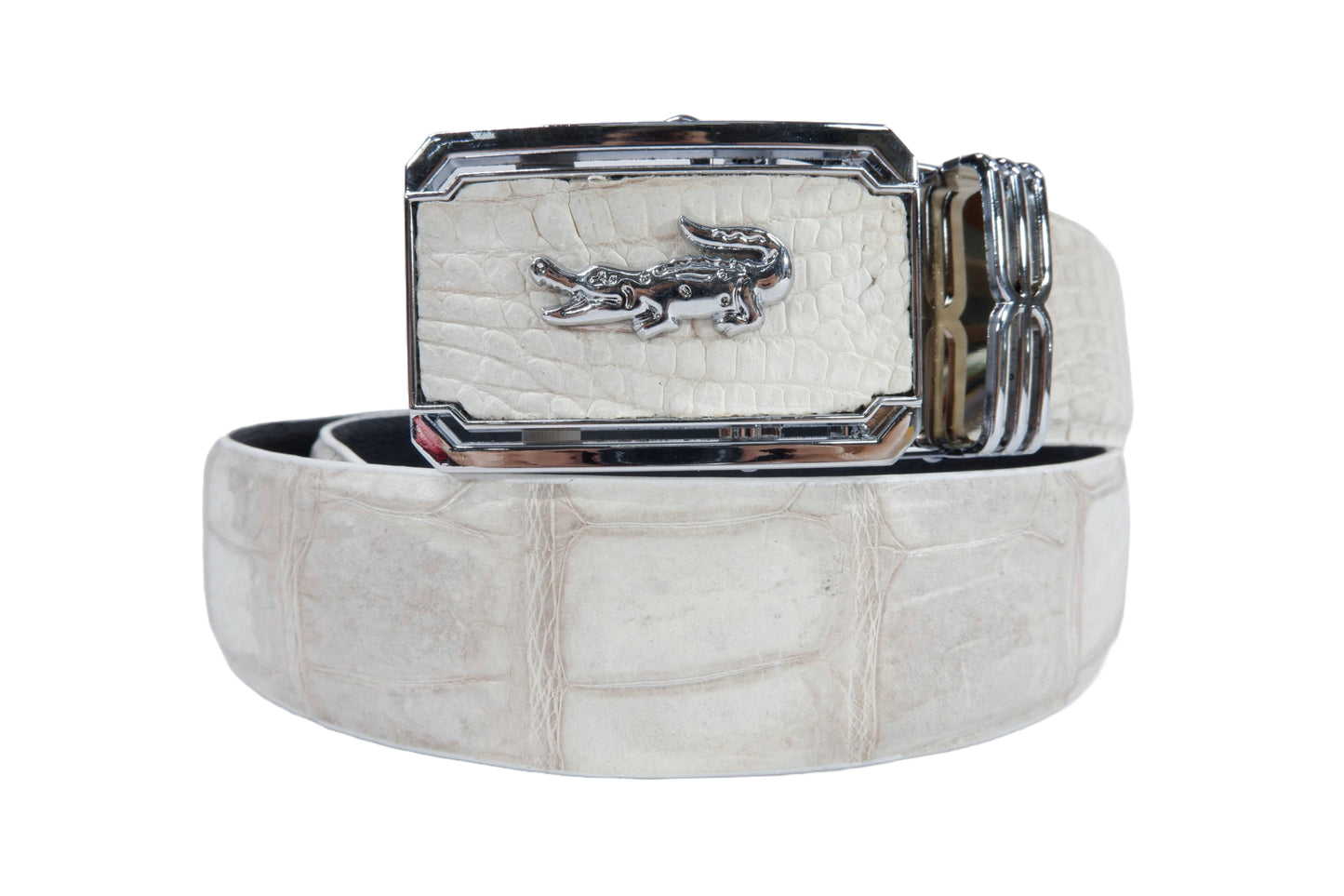 Genuine Crocodile Belly Skin Leather Auto Locking Luxury Men's Belt