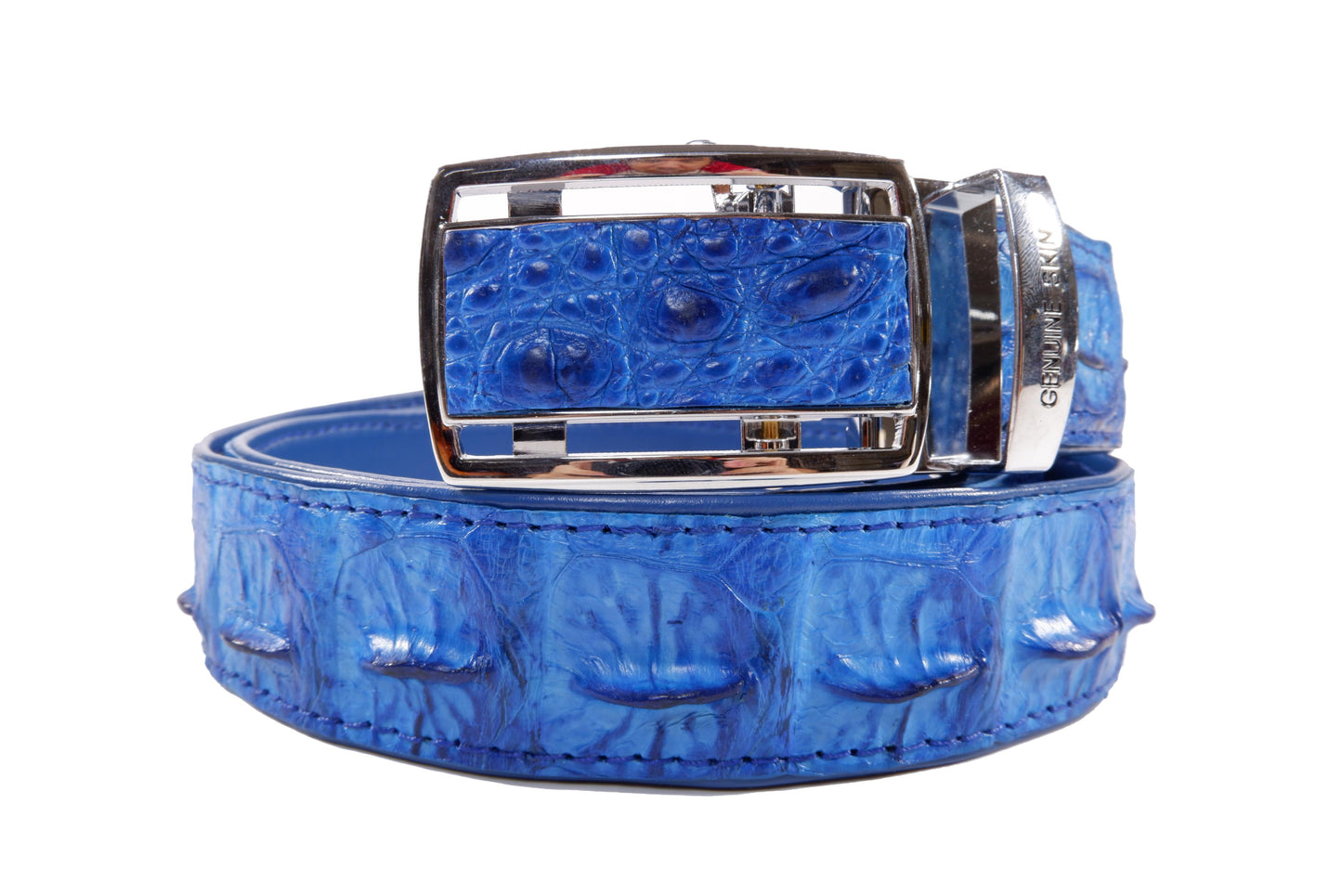 Genuine Crocodile Single Hornback Skin Leather Auto Locking Men's Belt