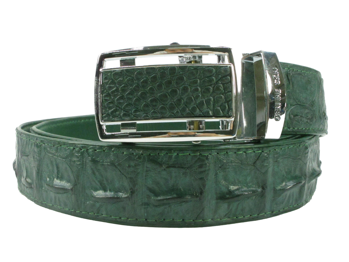 Genuine Crocodile Single Hornback Skin Leather Auto Locking Men's Belt
