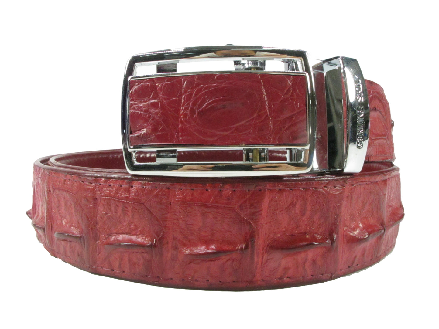 Genuine Crocodile Single Hornback Skin Leather Auto Locking Men's Belt