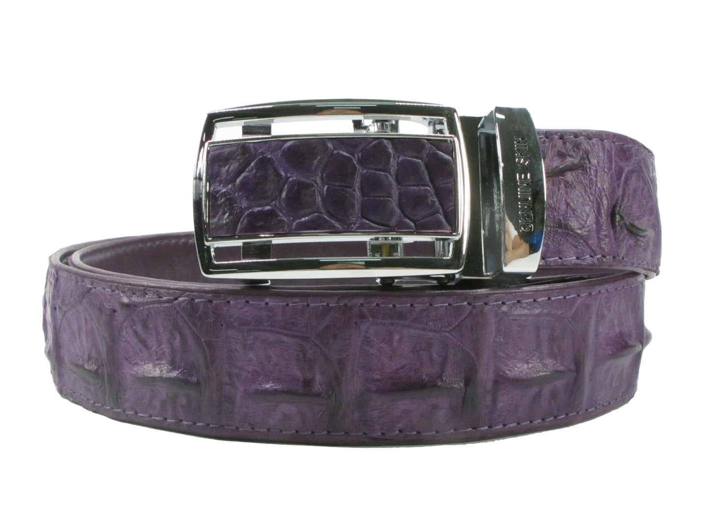 Genuine Crocodile Single Hornback Skin Leather Auto Locking Men's Belt