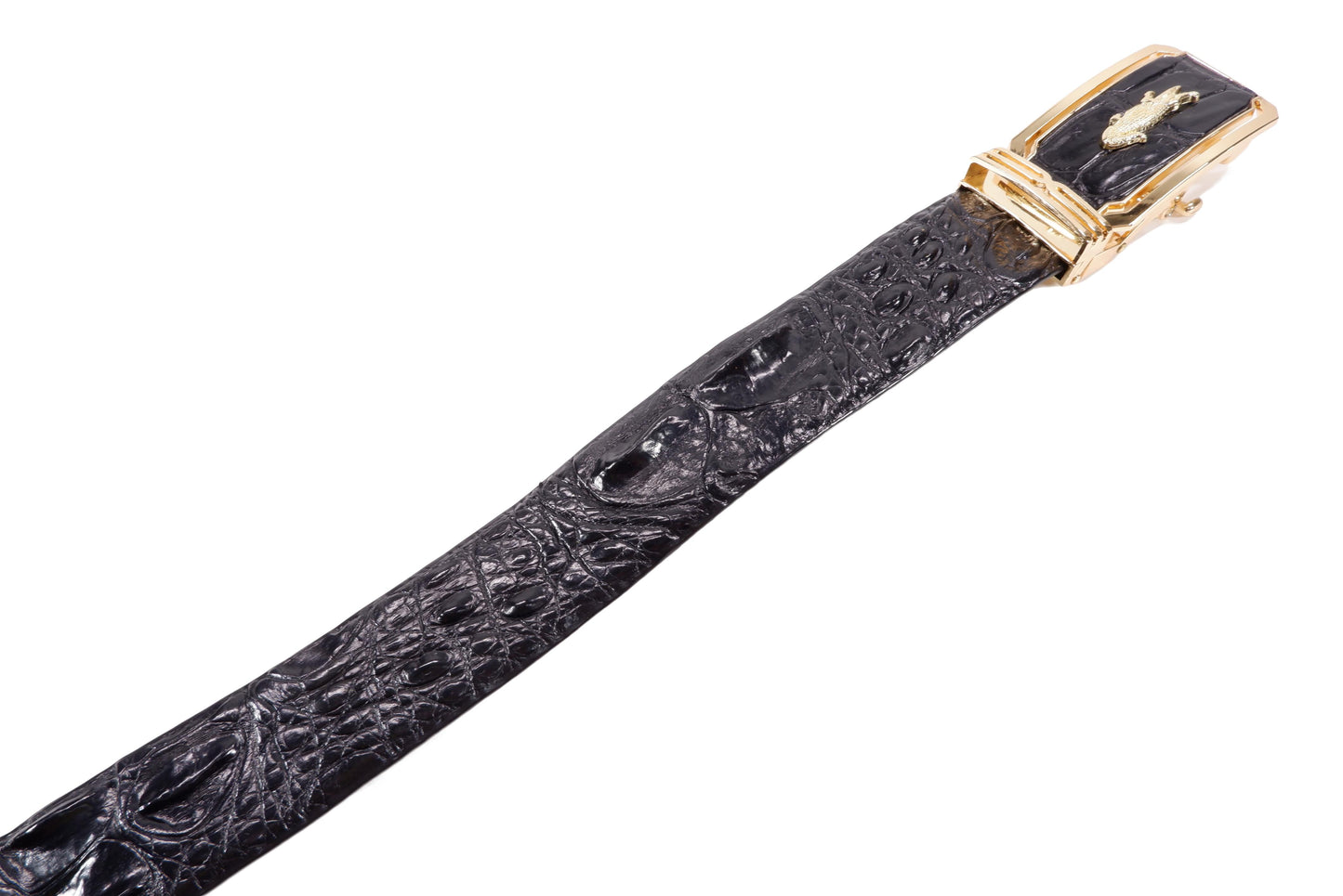 Genuine Crocodile Single Backbone Skin Leather Auto Locking Men's Belt