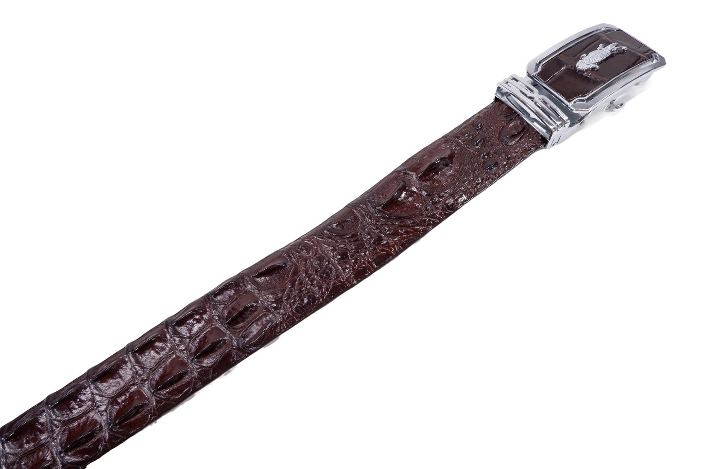 Genuine Crocodile Double Backbone Skin Leather Auto Locking Men's Belt