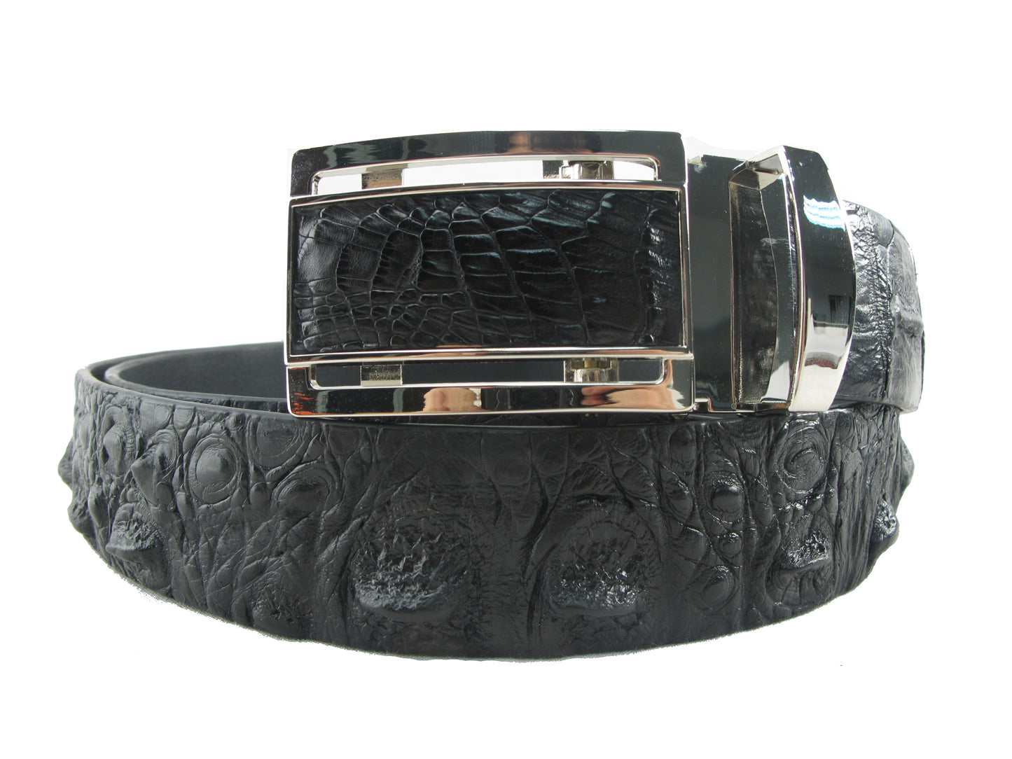 Genuine Crocodile Head Bump Skin Leather Auto Locking Men's Belt